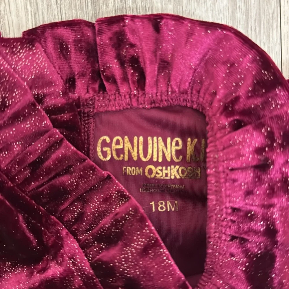 Genuine Kids by Oshkosh girls 18 months burgundy red and gold shimmer jumpsuit